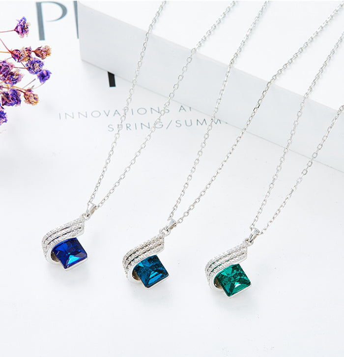 Angel Geometry Austrian Crystal Gemstone Necklace & Earrings Set