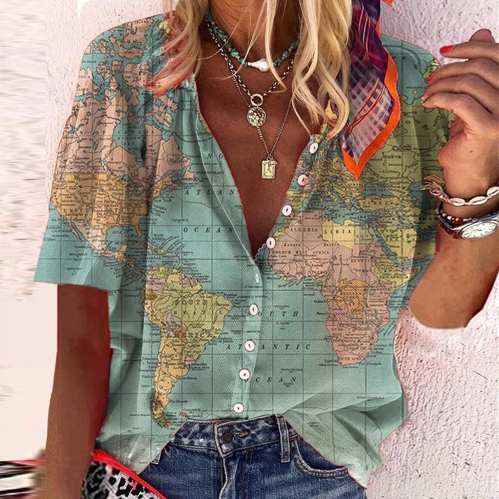 How Worldly Globe Print Shirt