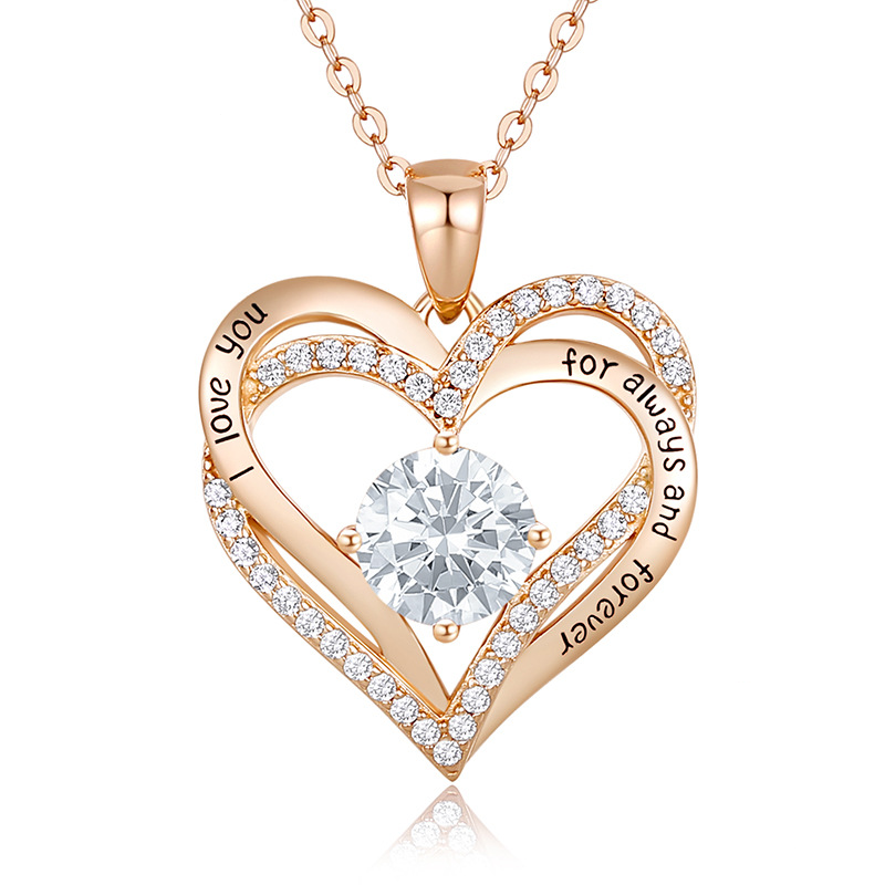 Angel Heart White Gold Rose Gold Diamond Necklace