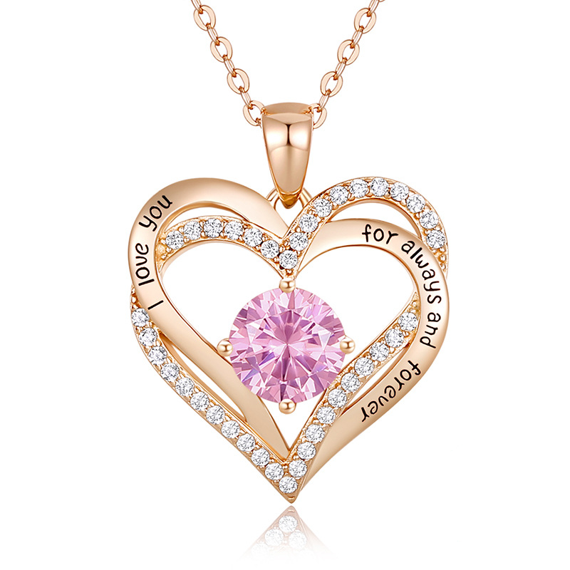 Angel Heart White Gold Rose Gold Diamond Necklace