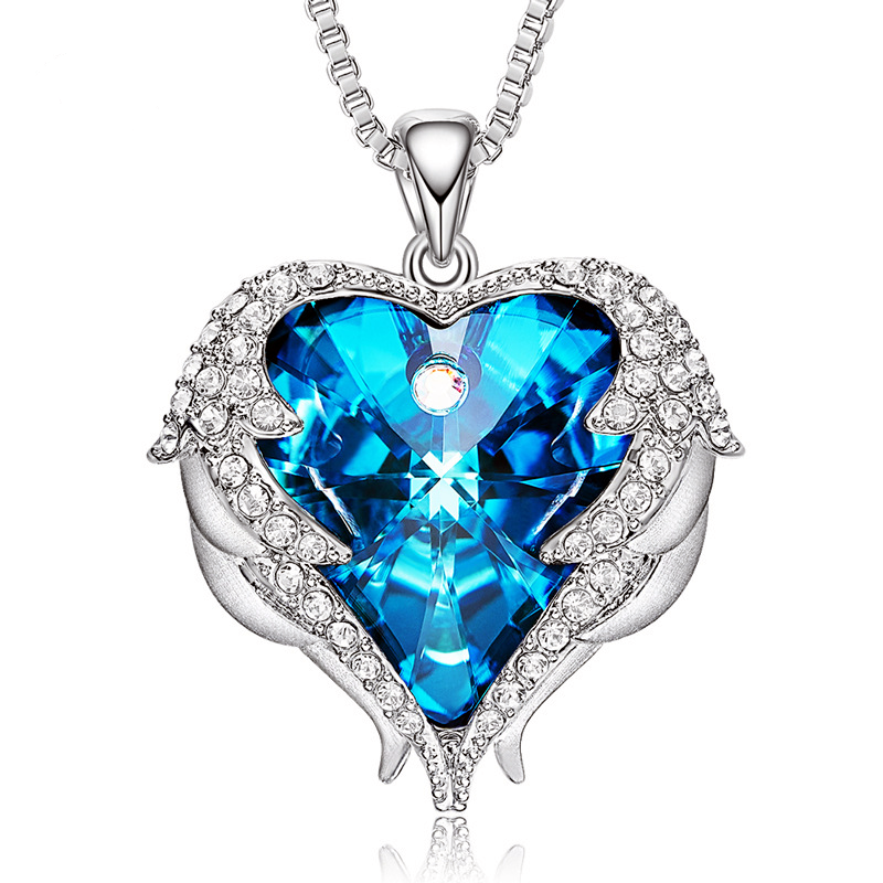 Heart of the Ocean Angel Wings Crystal Necklace Earrings