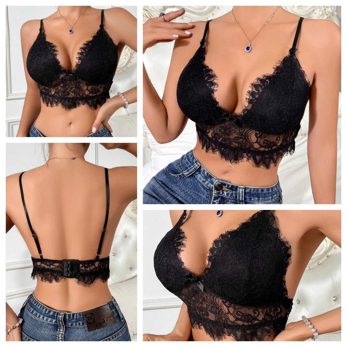 Sexy Black Lace Gathering Lingerie