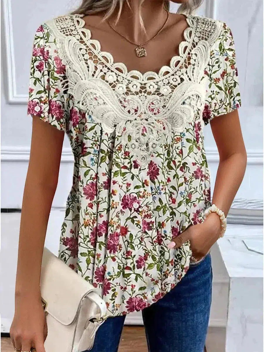 Simple Print Round Neck Top